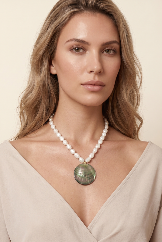Island Shell Pendant Necklace front
