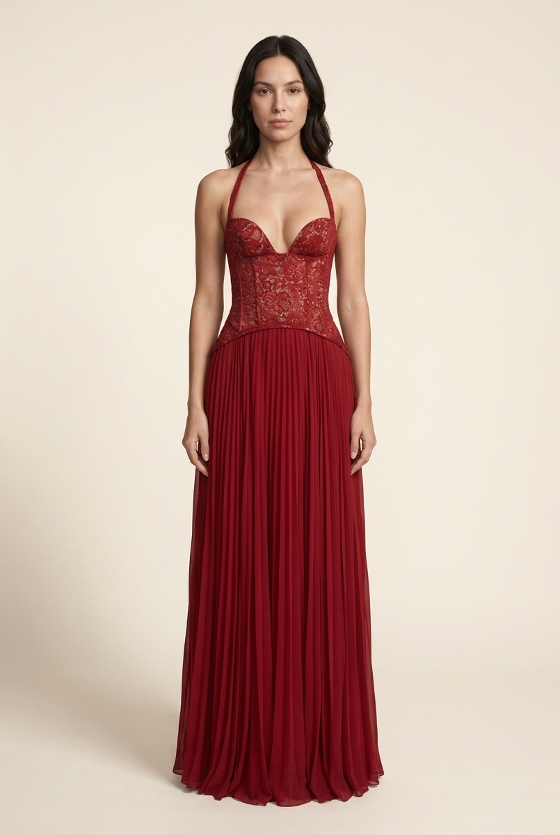 AURORA MAXI DRESS Red front