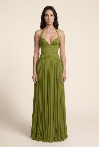AURORA MAXI DRESS Green front