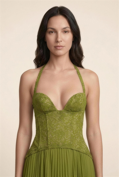 AURORA MAXI DRESS Green front zoom