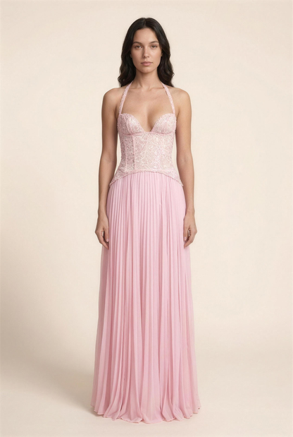 AURORA MAXI DRESS Pink front