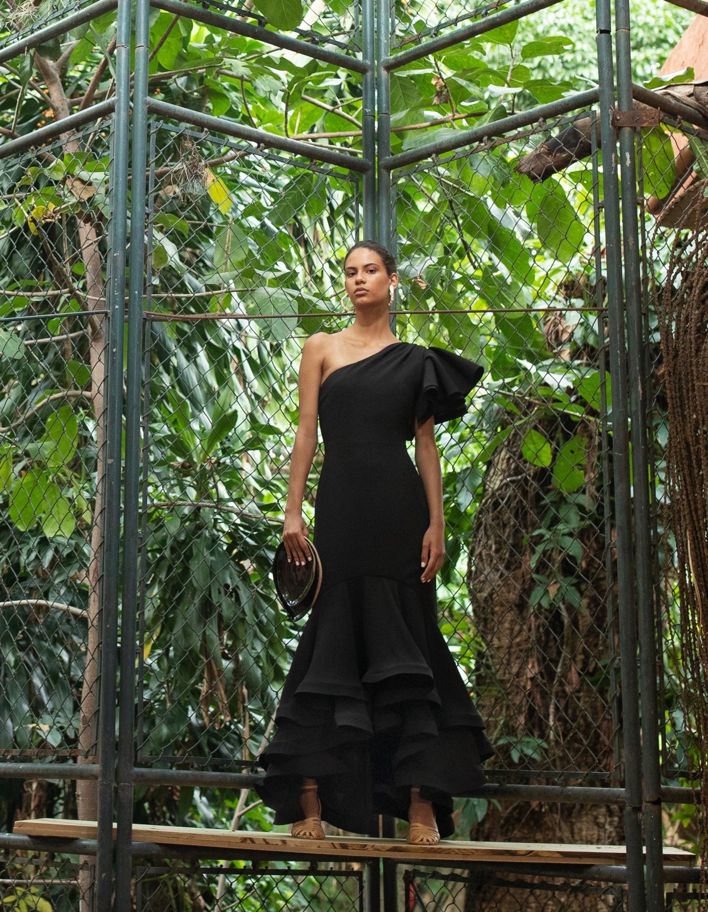 BLACK Cora Silk Floral Midi Dress