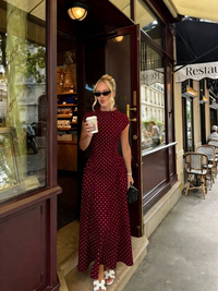 Burgundy Polka Dot