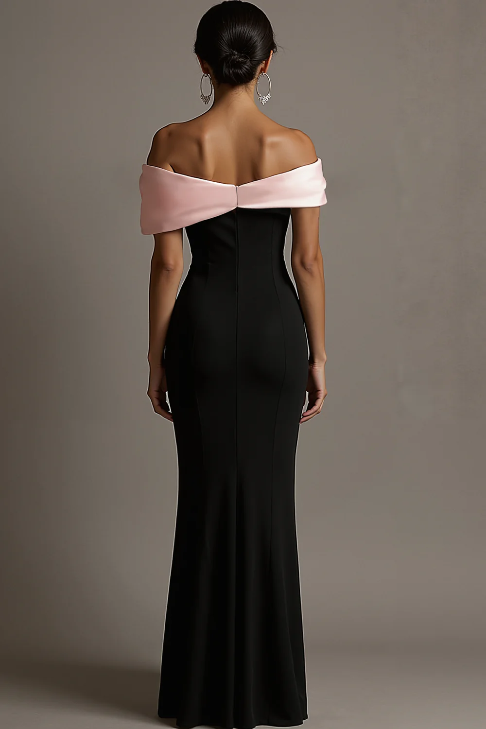 Black Vivienne Satin Off-Shoulder Evening Dress