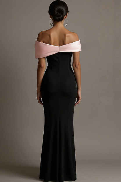 Black&Pink Vivienne Satin Off-Shoulder Evening Dress