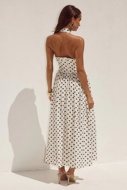 Cream/Black Polka Sammi Polka Dot Midi Dress