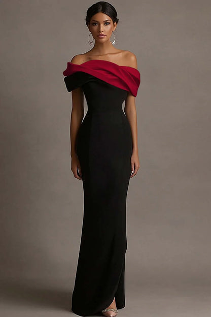 Black&Pink Vivienne Satin Off-Shoulder Evening Dress