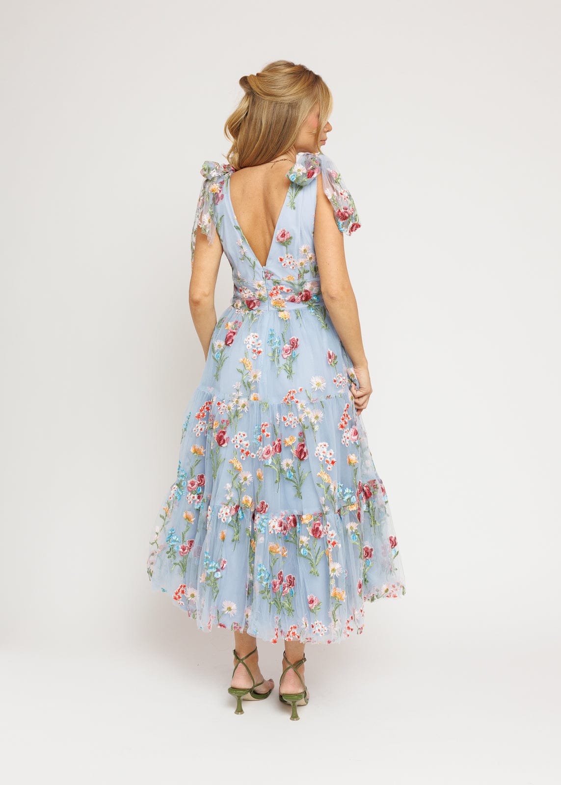 Blue Floral Margaret Midi Dress in Coastal Blue
