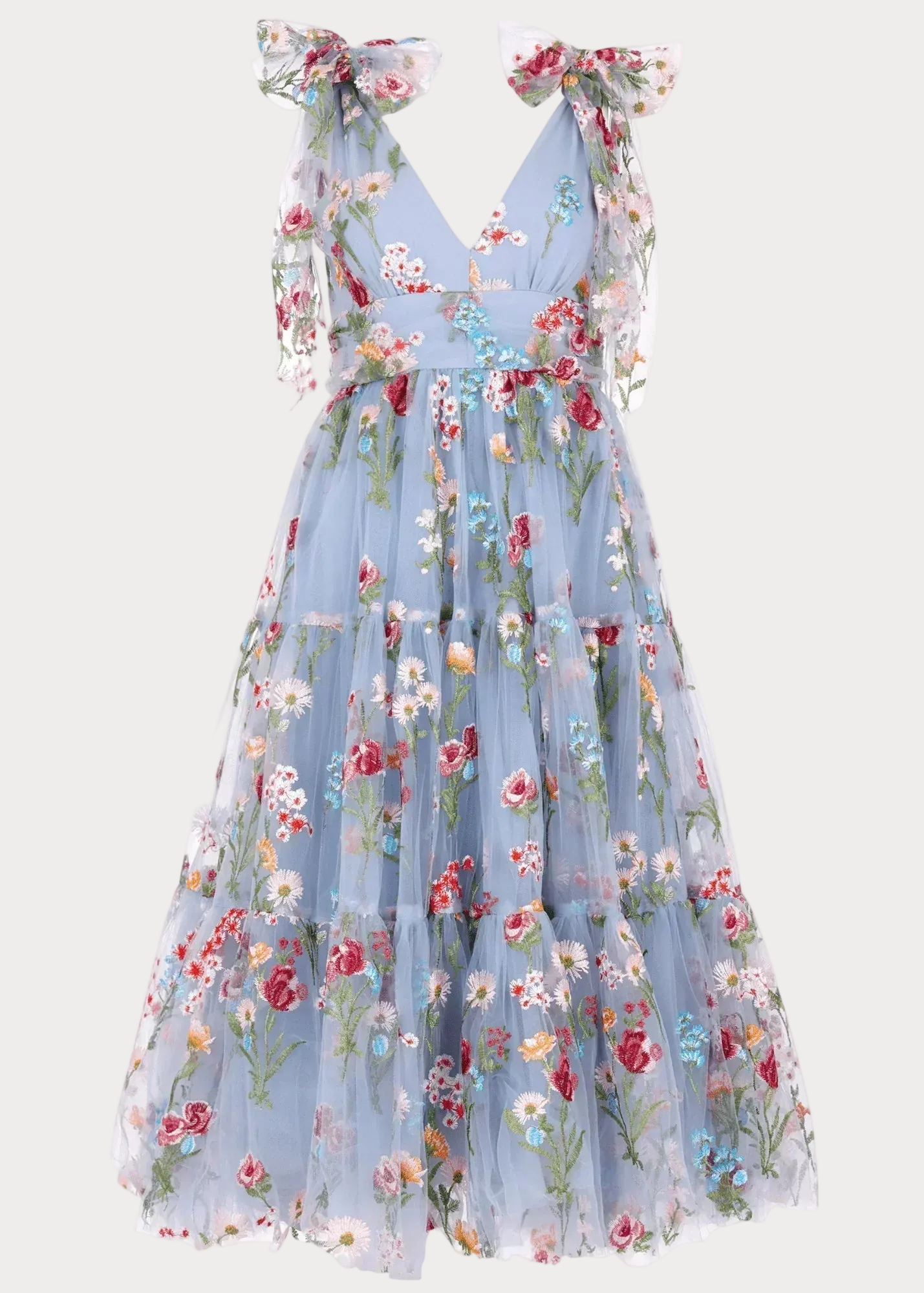 Blue Floral Margaret Midi Dress in Coastal Blue