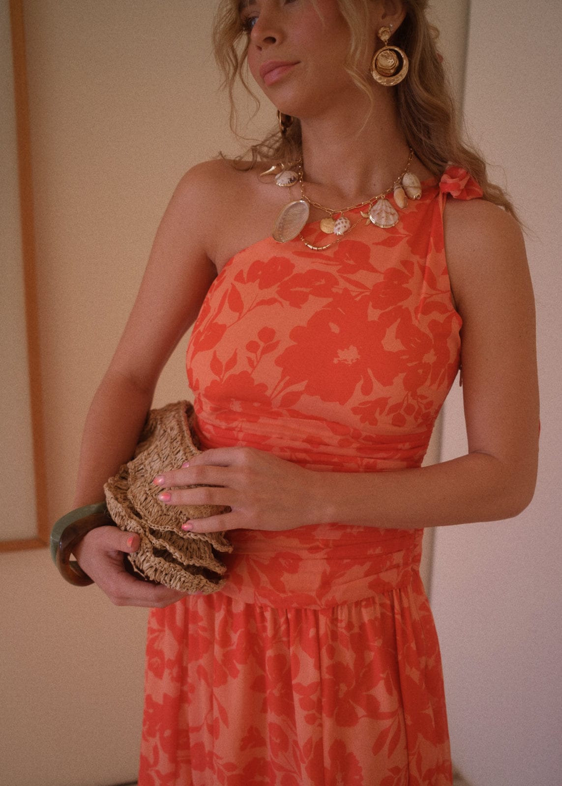 Orange Tahiti Linen Maxi Dress