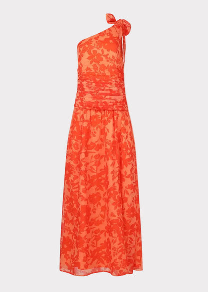 Orange Tahiti Linen Maxi Dress