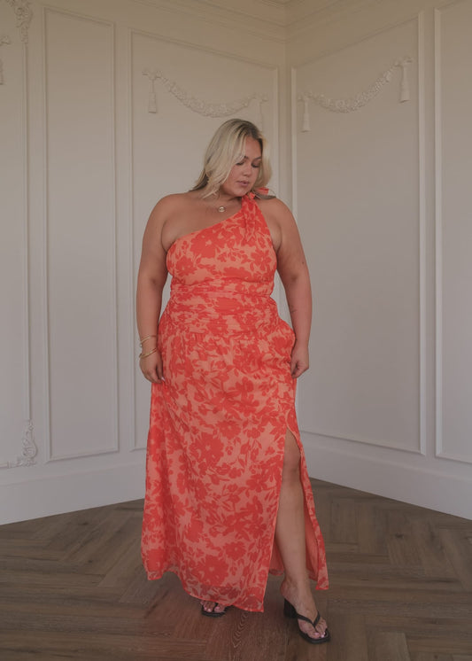 Orange Tahiti Linen Maxi Dress