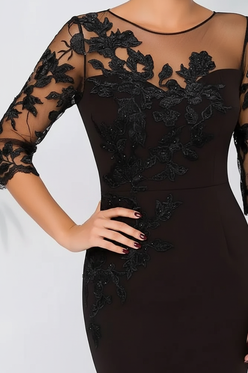 Champagne Eleanor Floral Lace Column Dress