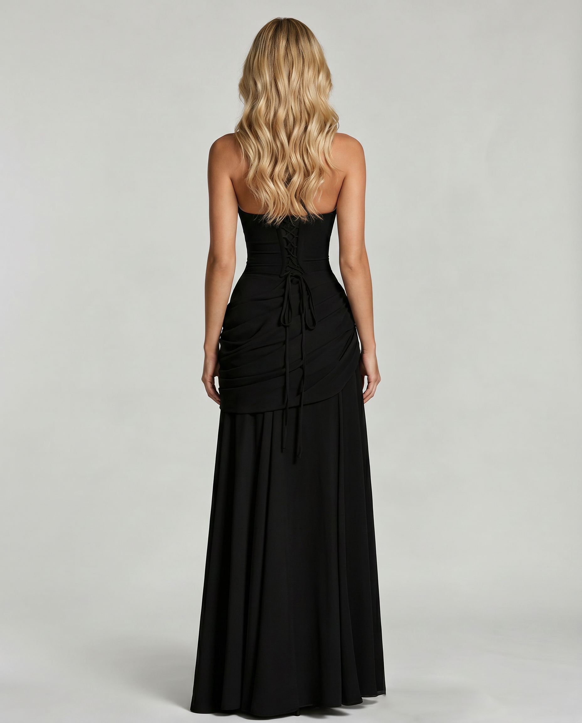 Black Charlotte Ruched Maxi Dress in Navy