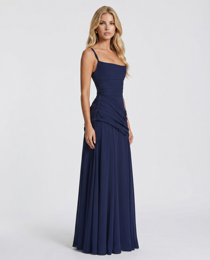 Navy Charlotte Ruched Maxi Dress in Navy