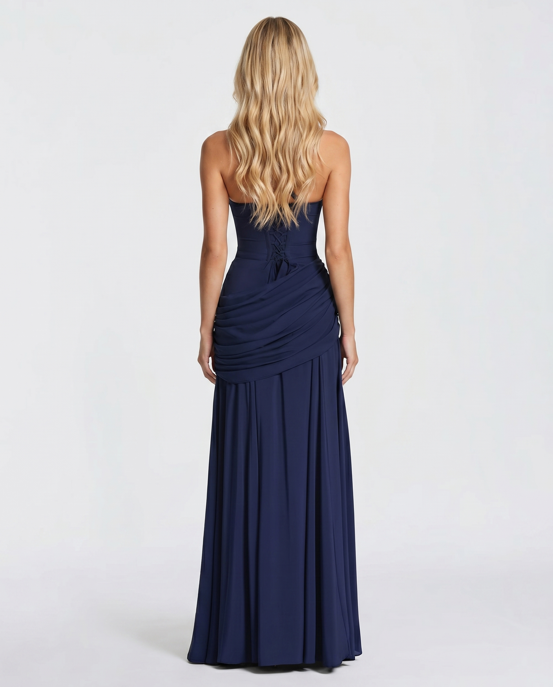 Navy Charlotte Ruched Maxi Dress in Navy