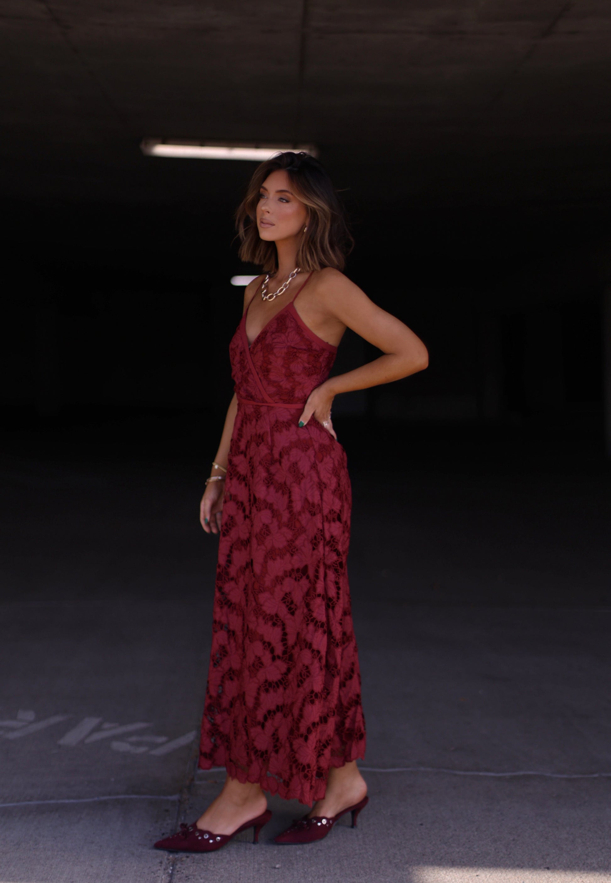 Burgundy Helena Crepe Maxi Dress