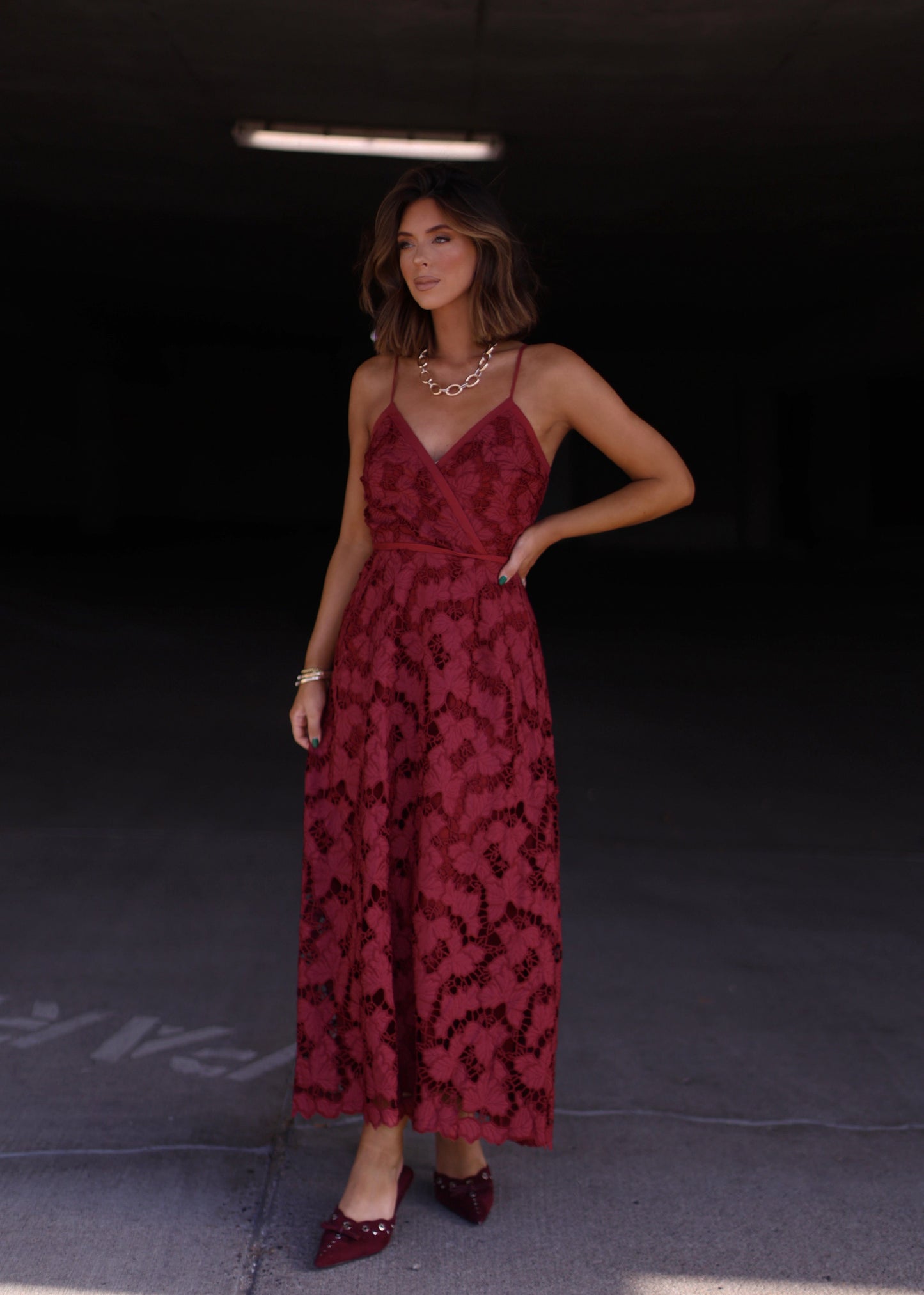 Burgundy Helena Crepe Maxi Dress