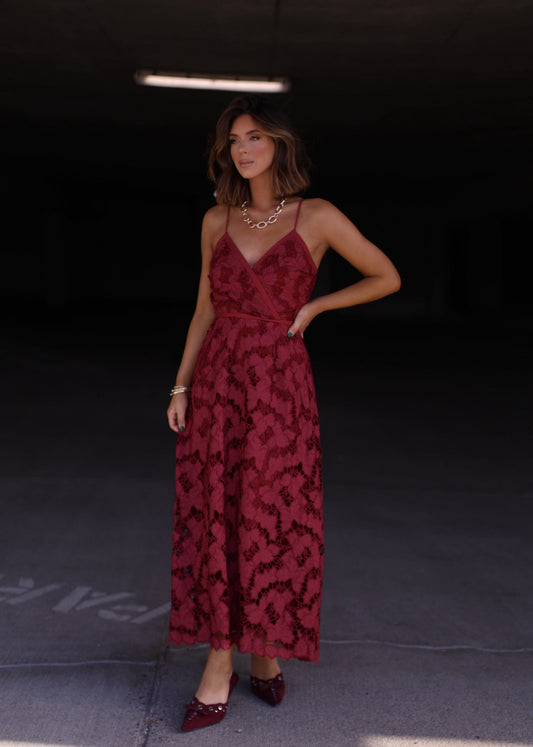 Burgundy Helena Crepe Maxi Dress