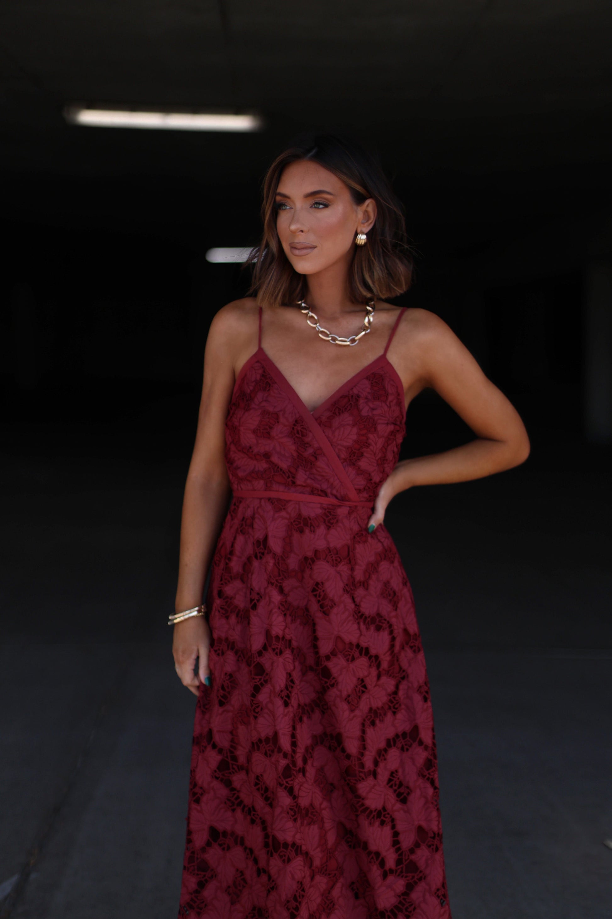 Burgundy Helena Crepe Maxi Dress
