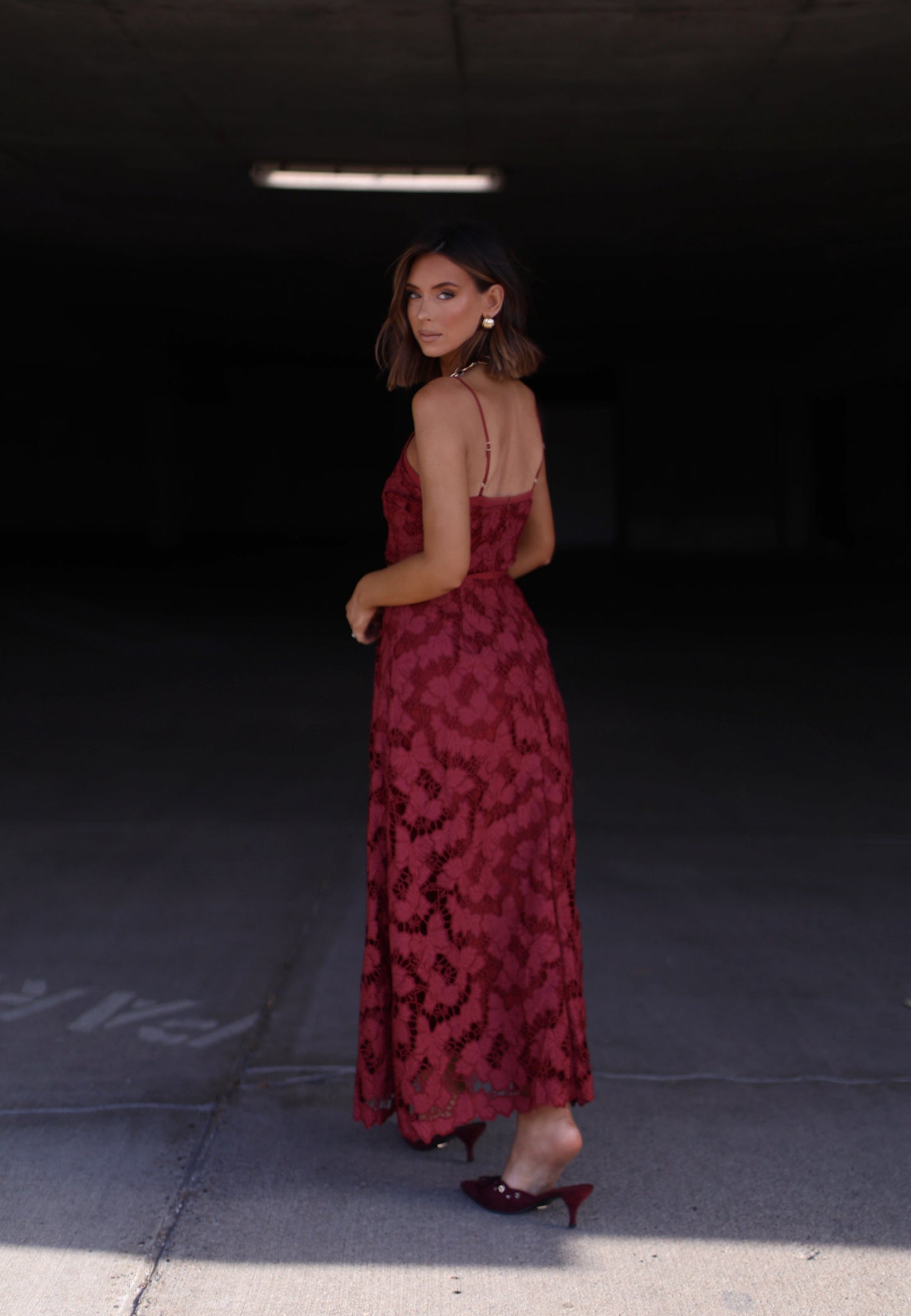 Burgundy Helena Crepe Maxi Dress