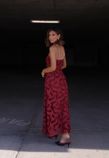 Burgundy Helena Crepe Maxi Dress