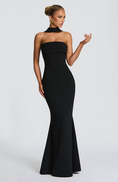 Black Leura Navy Maxi Dress