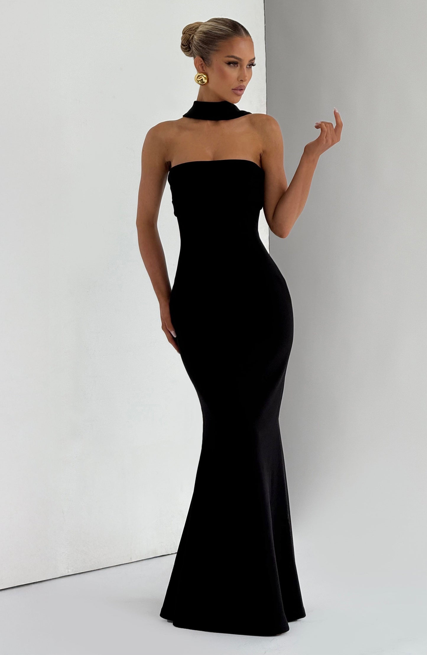 Black Leura Navy Maxi Dress
