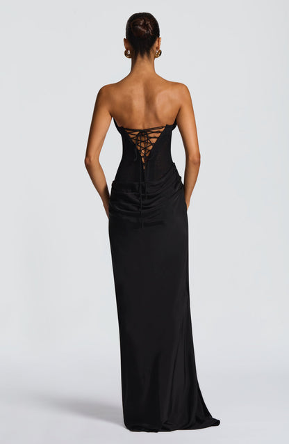 Black Liora Plum Brown Maxi Dress