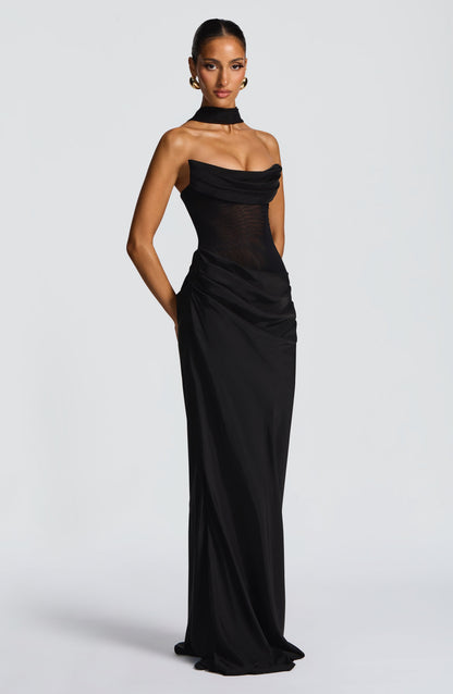 Black Liora Plum Brown Maxi Dress