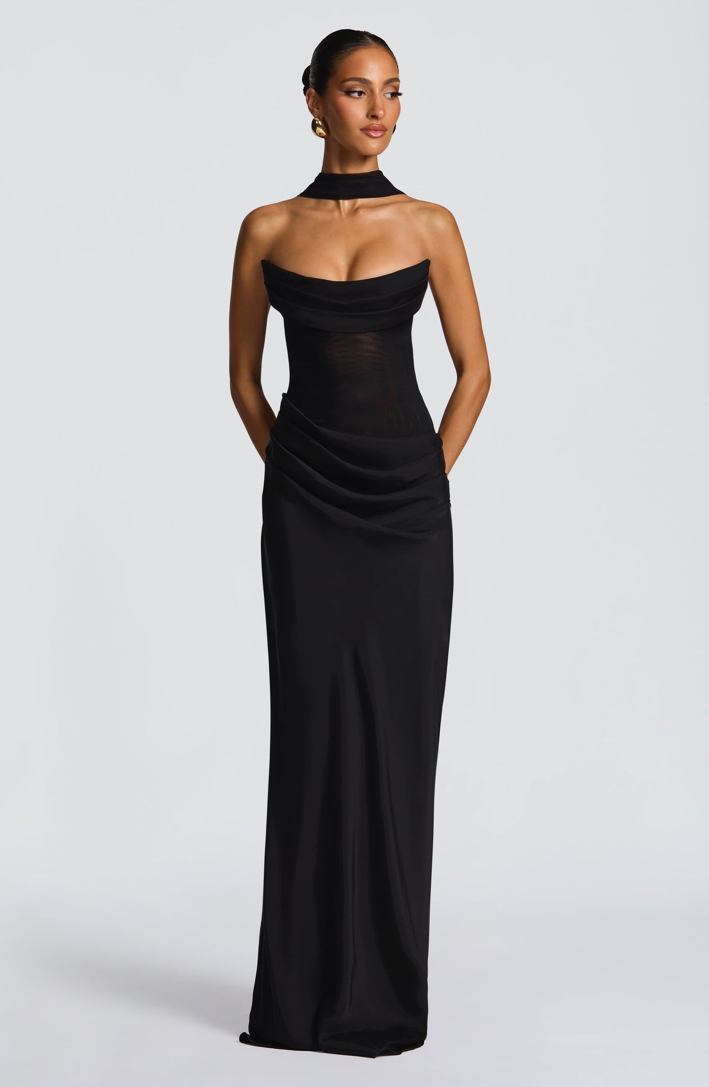 Black Liora Plum Brown Maxi Dress