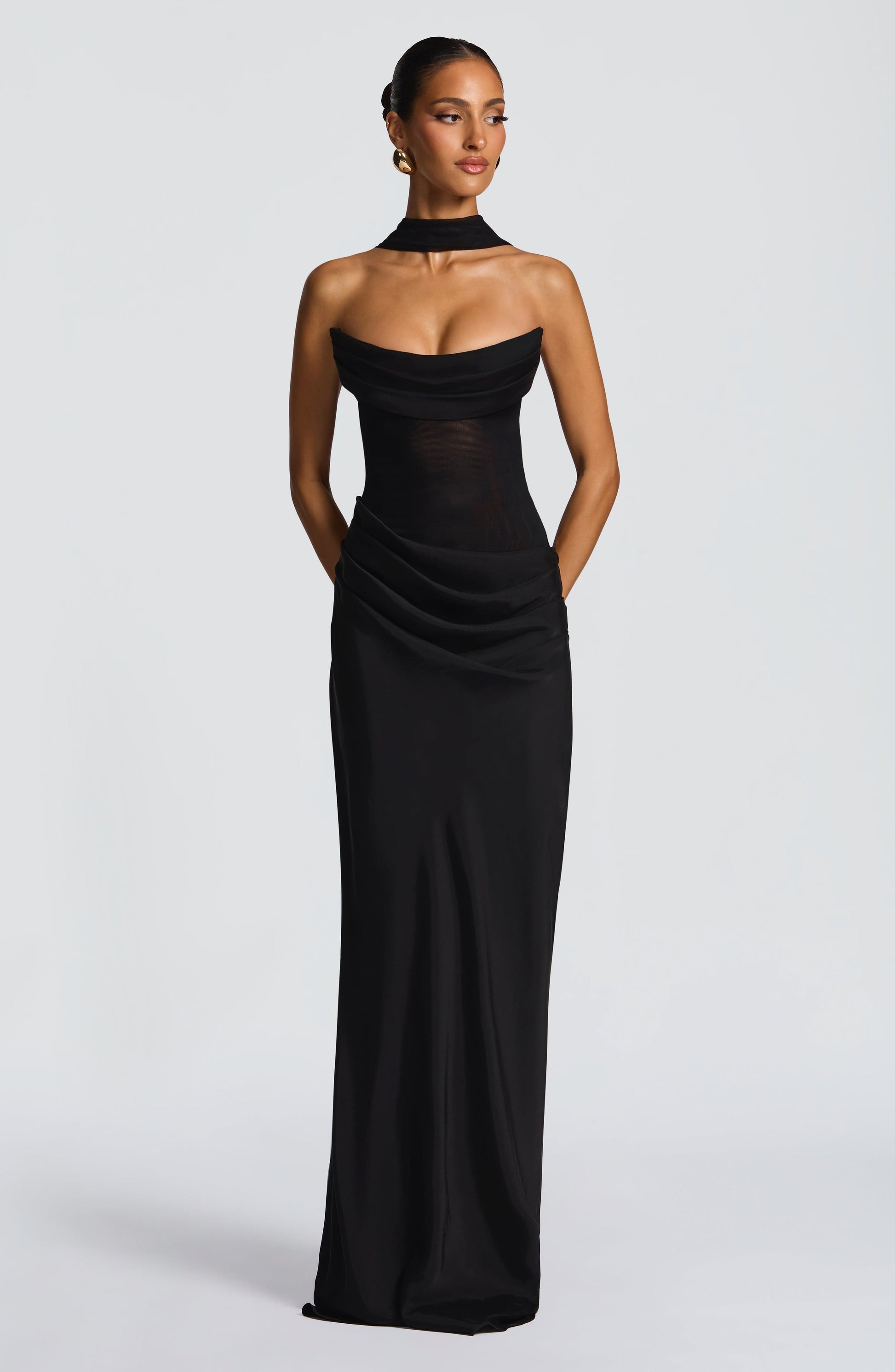 Black Liora Plum Brown Maxi Dress