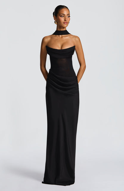 Black Liora Plum Brown Maxi Dress