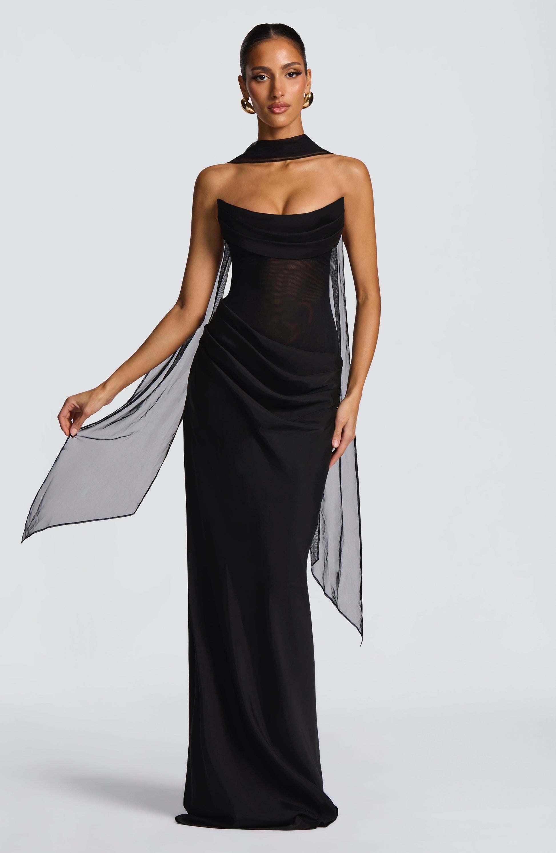 Black Liora Plum Brown Maxi Dress