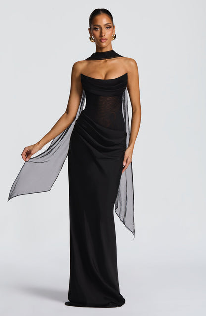 Black Liora Plum Brown Maxi Dress