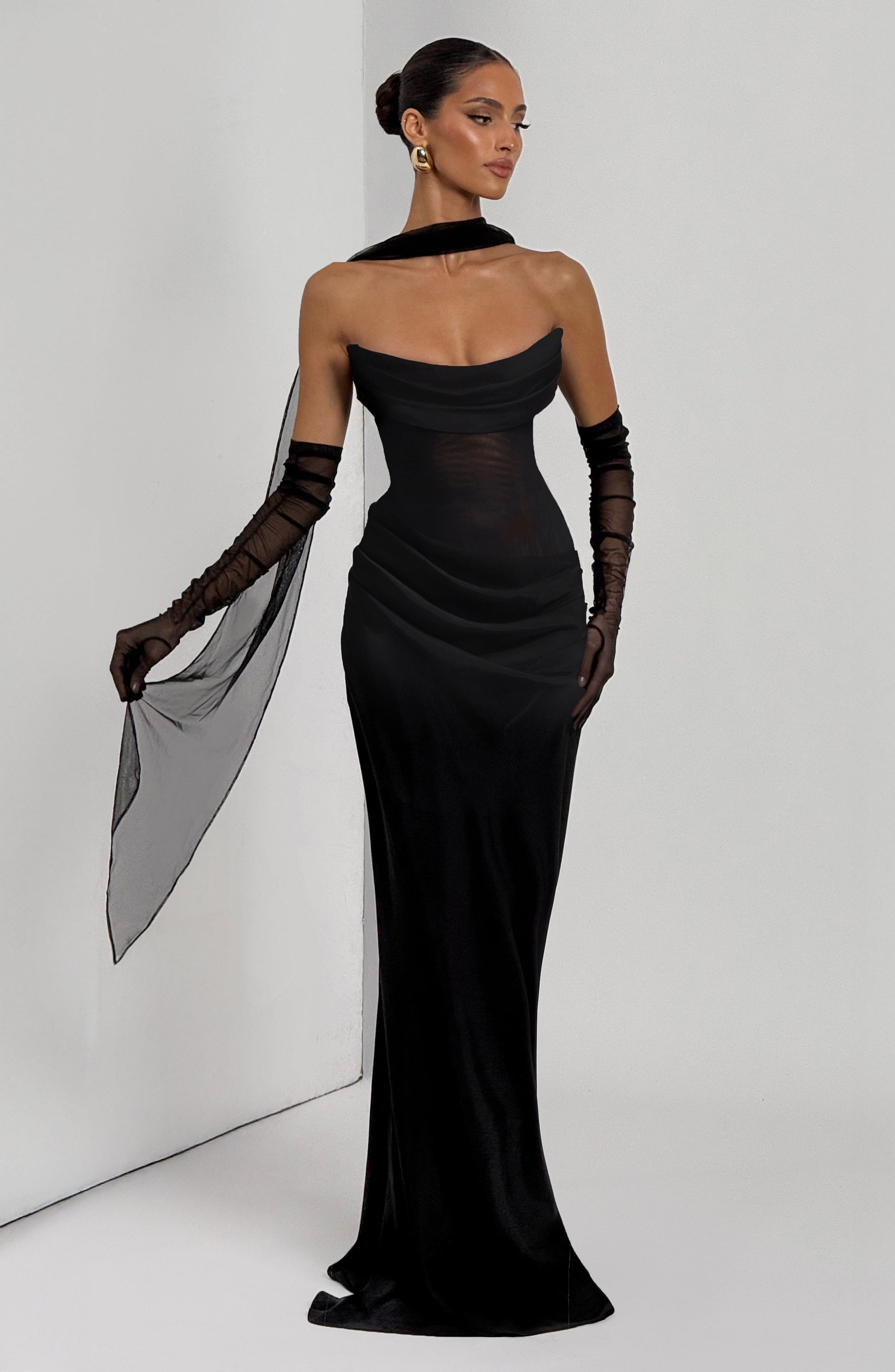 Black Liora Plum Brown Maxi Dress