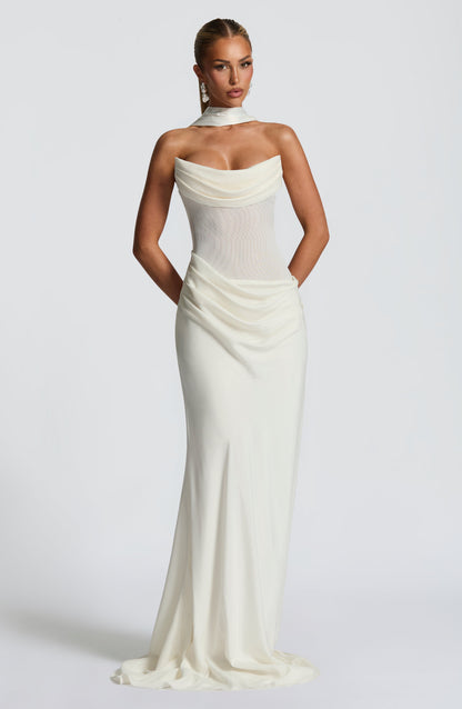 Ivory Liora Plum Brown Maxi Dress