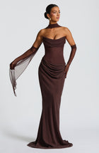 Liora Plum Brown Maxi Dress