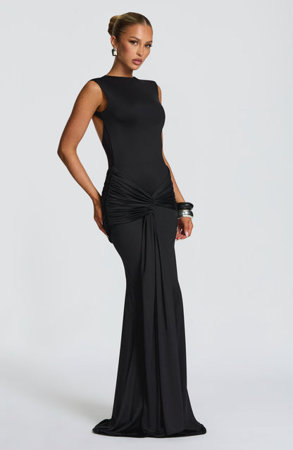 Black BABYBOO LORENZA MAXI DRESS PLUM BROWN