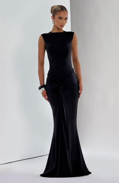 Black BABYBOO LORENZA MAXI DRESS PLUM BROWN