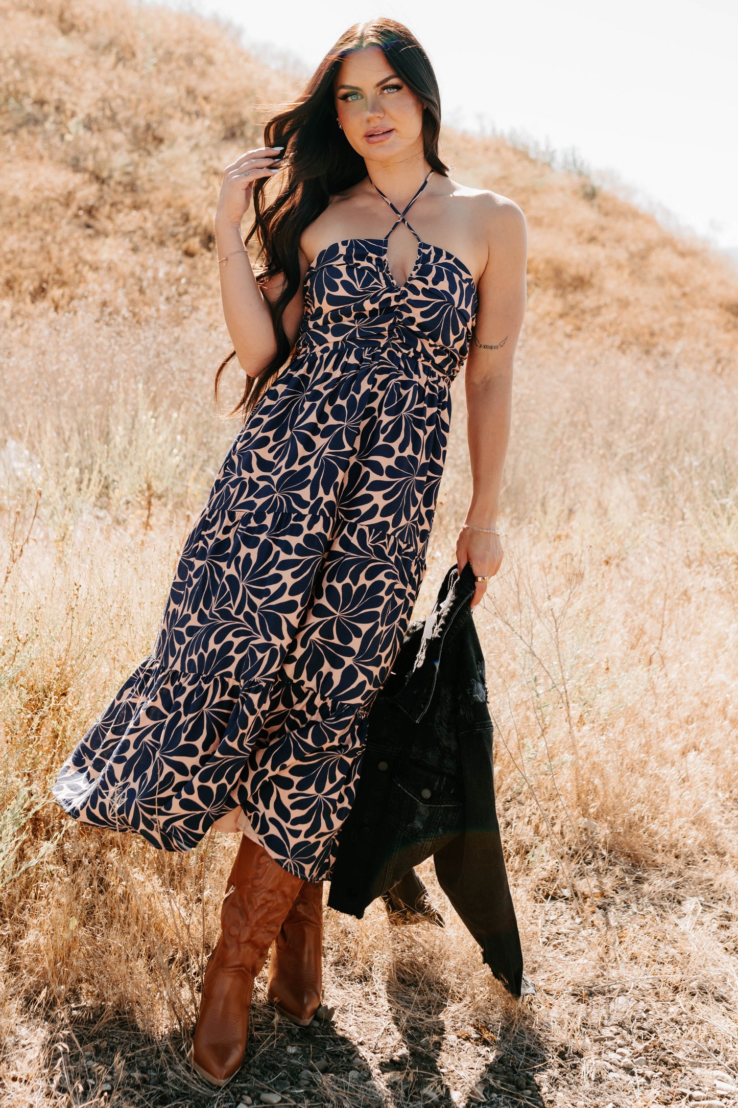 Vivienne Printed Halter Midi Dress