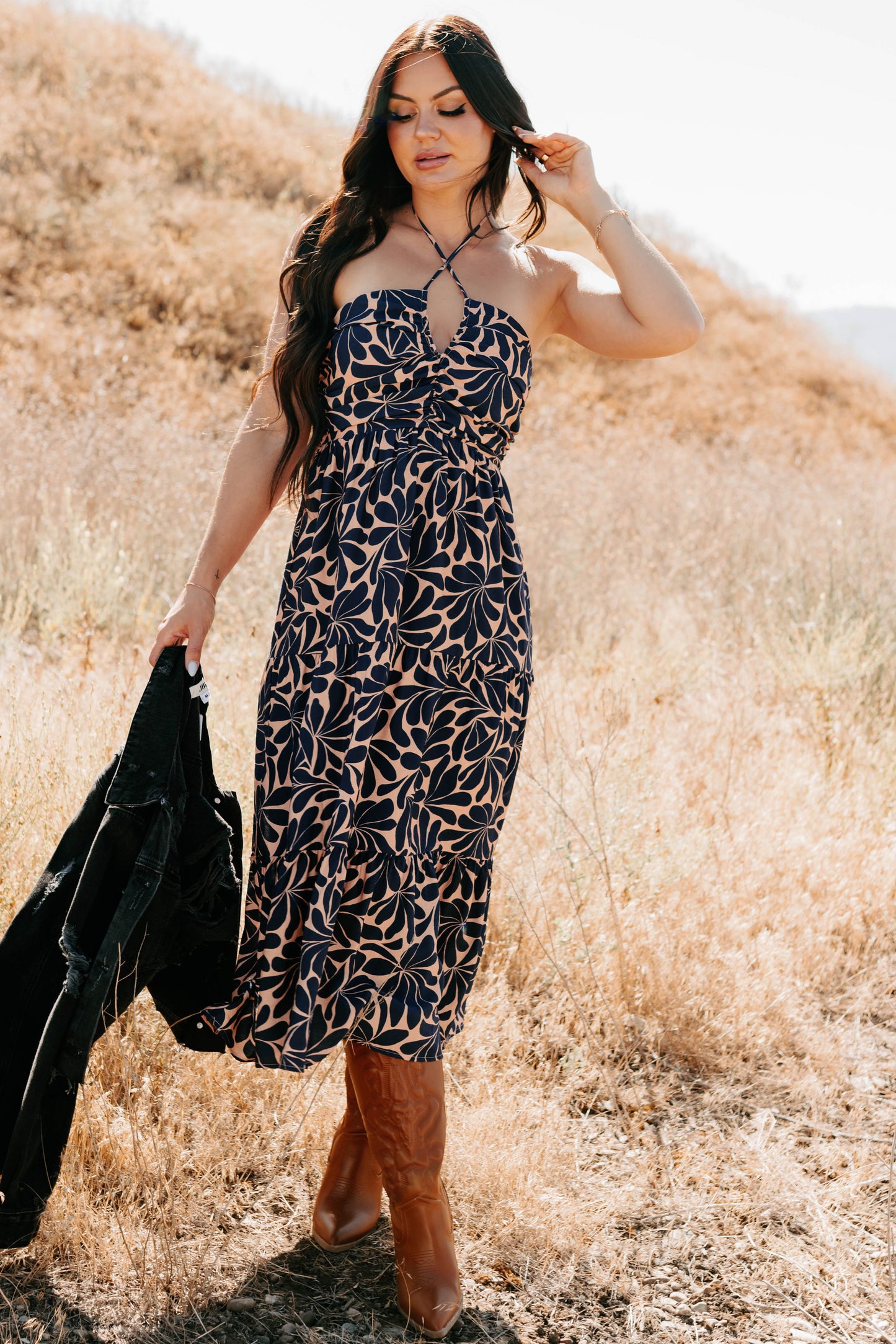 Vivienne Printed Halter Midi Dress