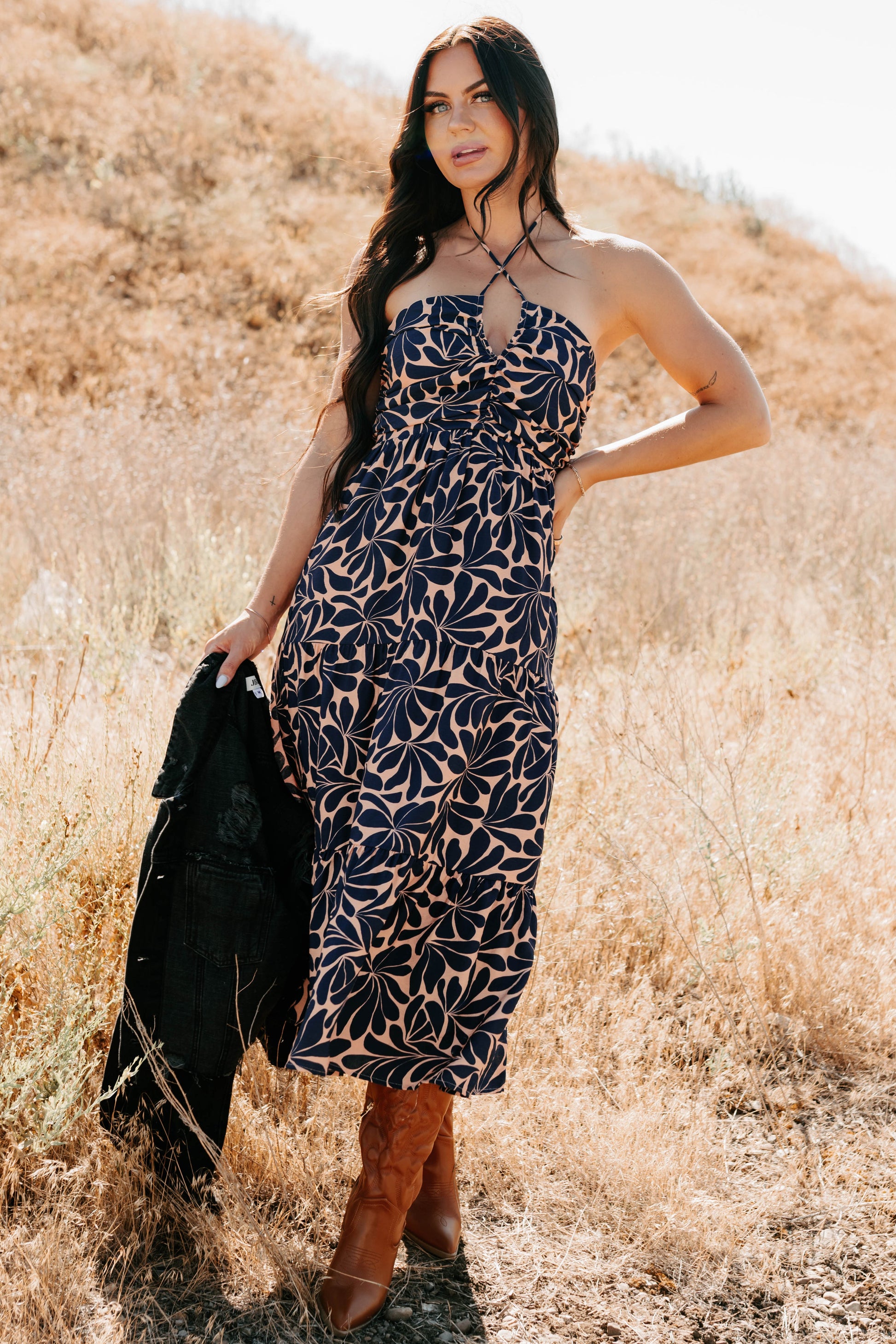 Vivienne Printed Halter Midi Dress