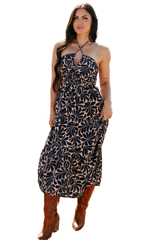Vivienne Printed Halter Midi Dress