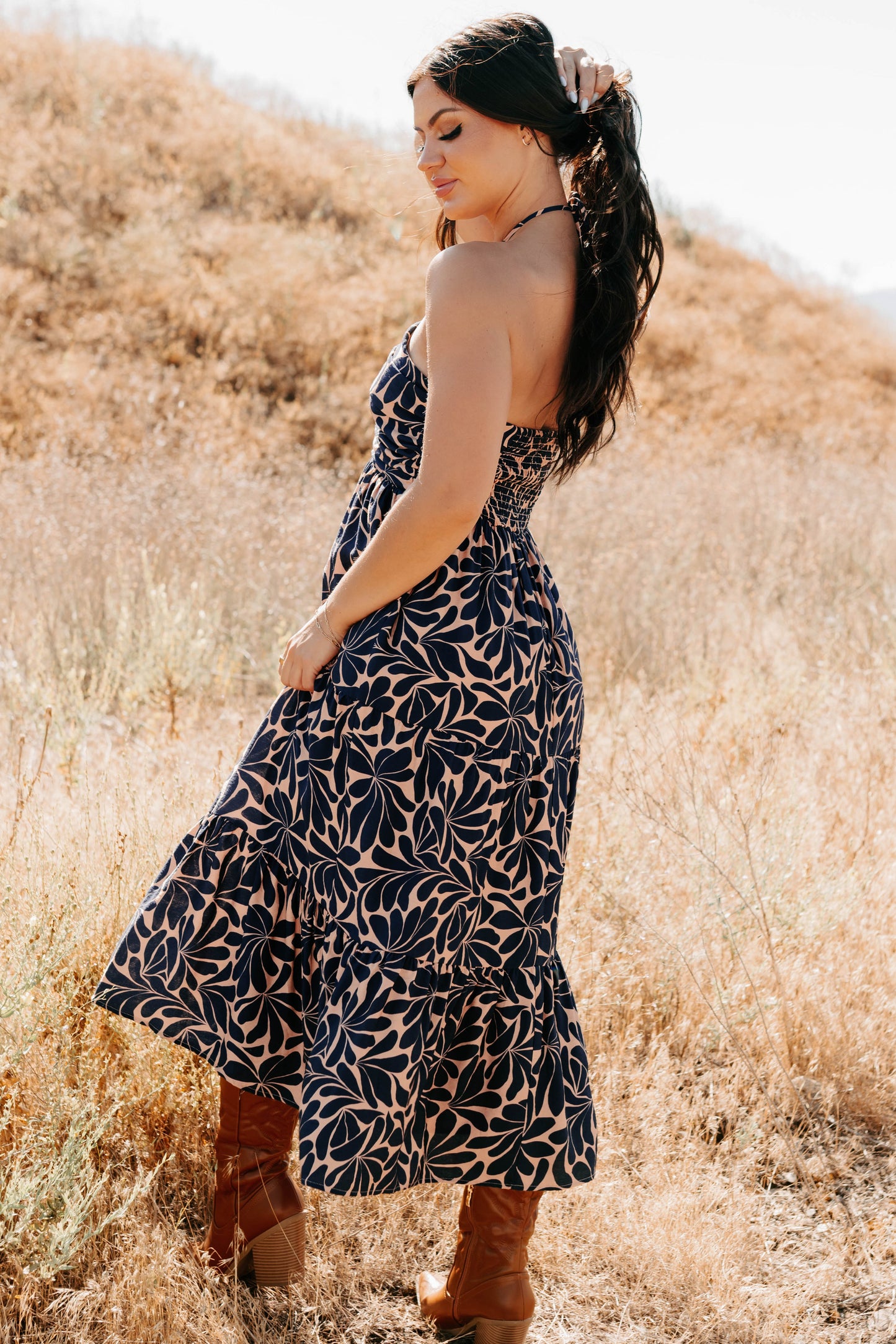 Vivienne Printed Halter Midi Dress
