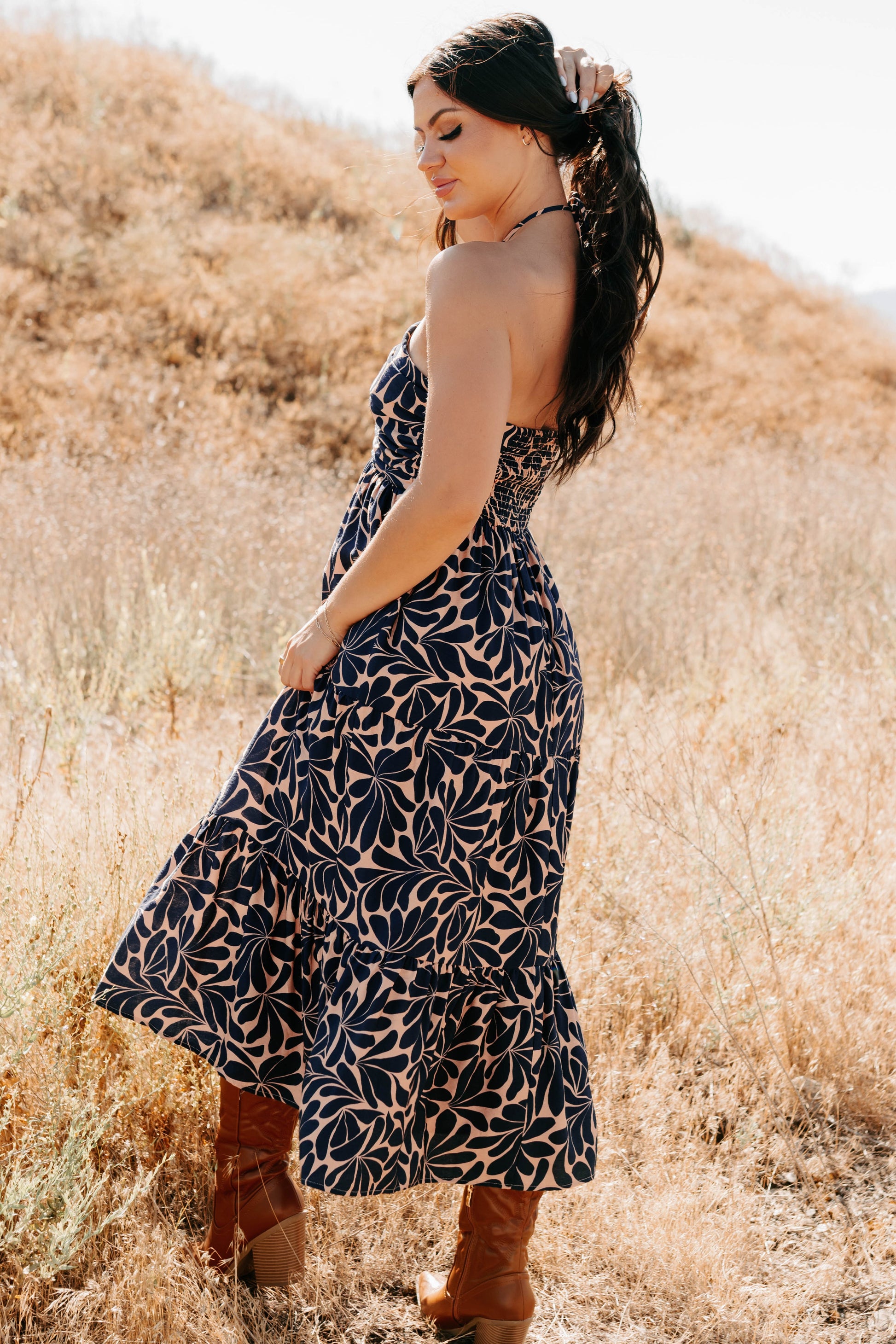 Vivienne Printed Halter Midi Dress