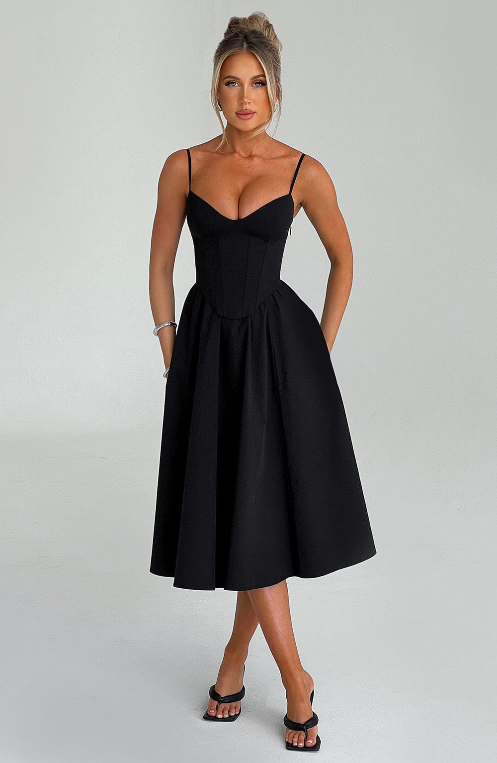 Black Mariella Lemon Midi Dress