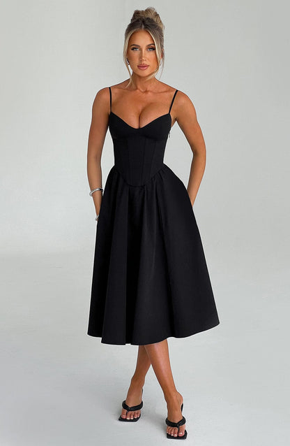 Black Mariella Lemon Midi Dress