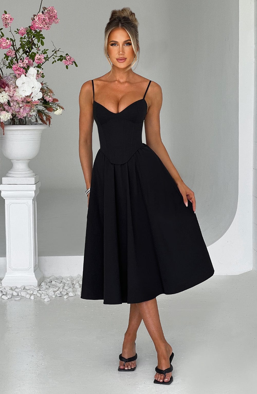 Black Mariella Lemon Midi Dress