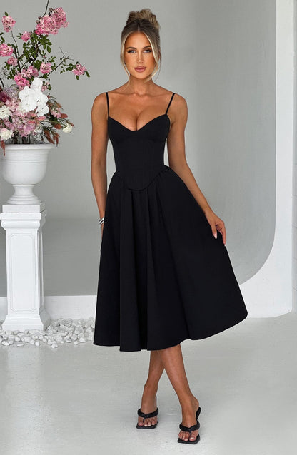 Black Mariella Lemon Midi Dress